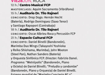 Gral. Roca | “22 Festival Internacional de Percusión” Día 4 Orquesta Sinfónica FCP con Daniel Binelli, Dúo Wings, John Wooton, Nathan Sanders.